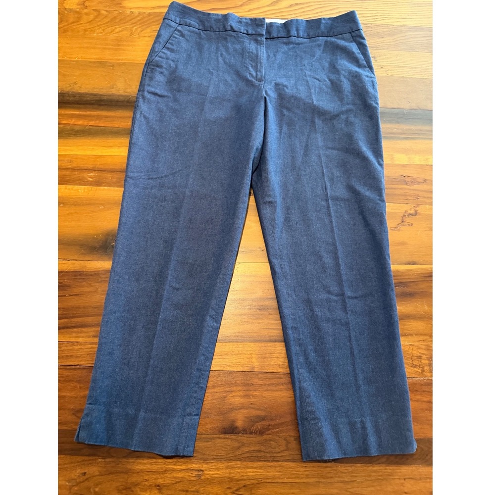 Talbots Blue Slim Crop Pants Womens Size 14 Cotton Blend Stretch Trousers